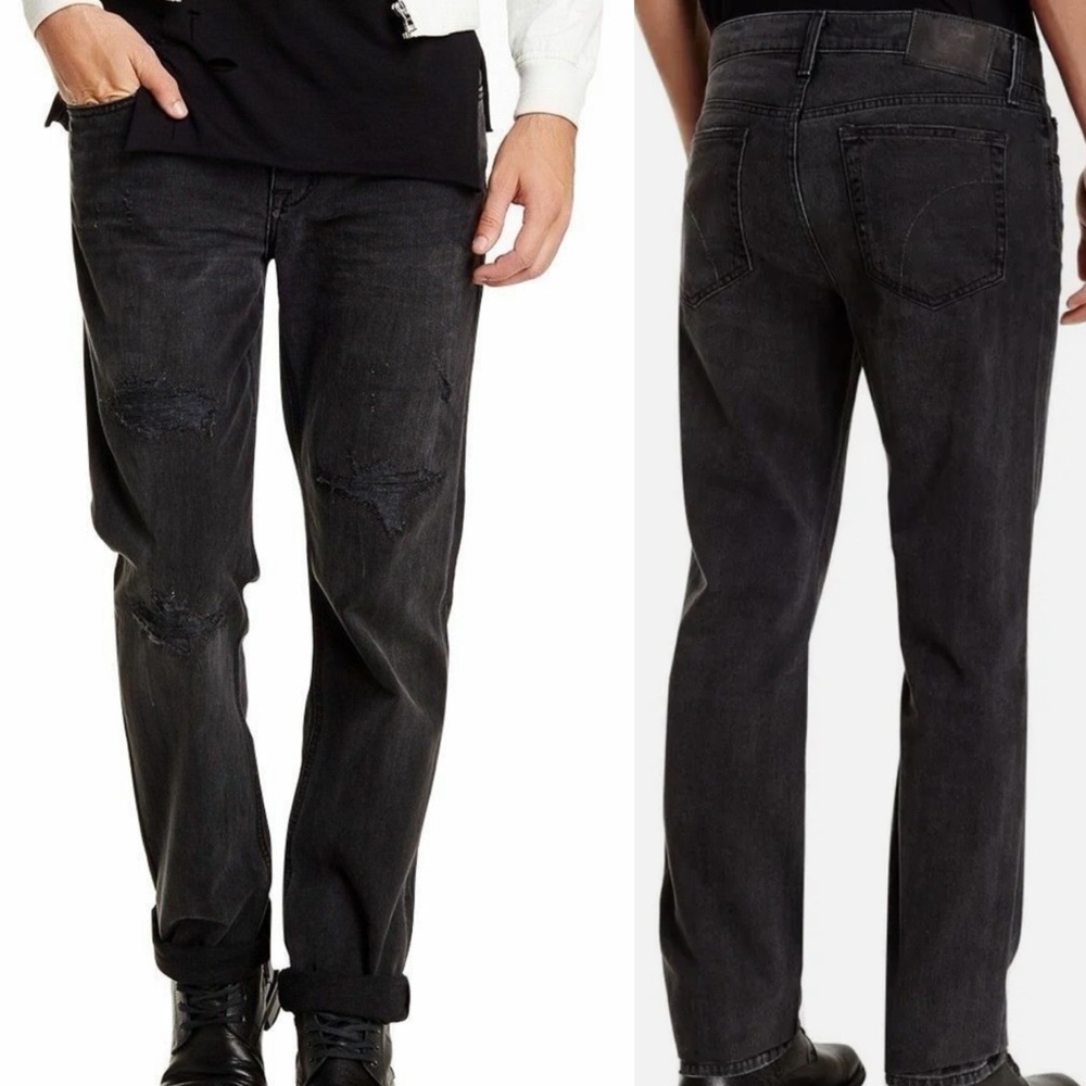 Joe's Jeans Men's Distressed Ripped Knee Brixton Straight Jean's, Faded Black 34